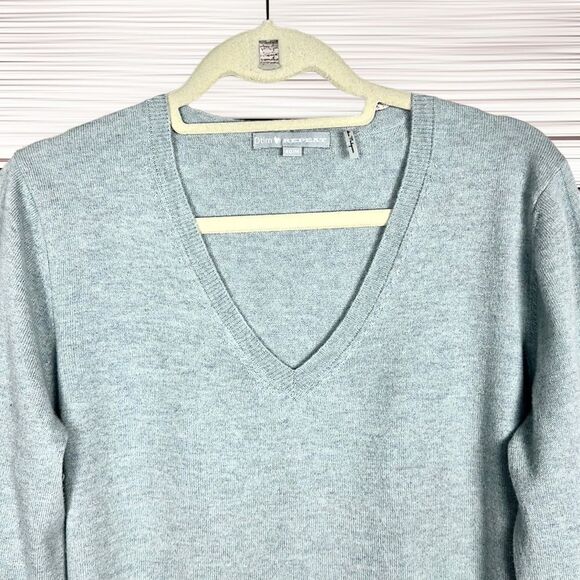 DTLM Repeat Wool Cashmere Gray Sweater Tunic  V-neck Doubled Back EUR 40 US M - Picture 3 of 13